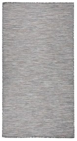 340813 vidaXL Градински плоскотъкан килим, 80x150 см, кафяво и синьо