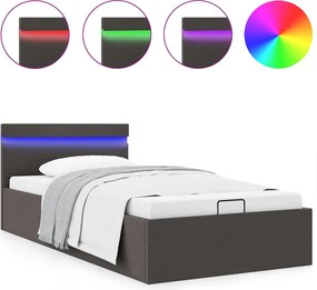 285601 vidaXL Легло с повдигащ механизъм и LED тъмносиво текстил 100x200 см