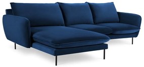 Ъглов диван от синьо кадифе (ляв ъгъл) Vienna - Cosmopolitan Design
