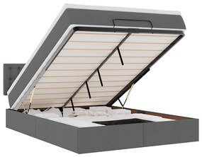 3312472 vidaXL Османска легло с матрак и LED, тъмносиво, 140x190 см, плат
