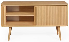 Нисък скрин от декор от дъб с плъзгащи се врати естествен 138x75 cm Rove – Woodman