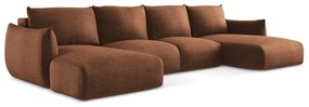 Теракотен сгъваем ъглов диван (U форма) Leila – Makamii