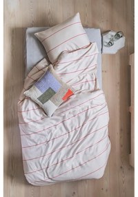 Червено-бежово единично спално бельо от памучен сатен 140x200 cm Align – Mette Ditmer Denmark