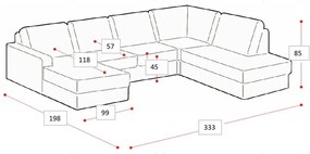Антрацитен шенилов ъглов диван (ляв ъгъл/U форма) Fabian – Scandic