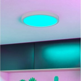 Eglo 901377 - LED RGBW димируем таванен плафон с опушено стъкло FUEVA-Z LED/14,3W/230V 27,8cm IP44 бял