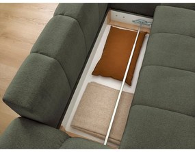 Зелен шенилов сгъваем/с място за съхранение ъглов диван (десен ъгъл) Everest – Bobochic Paris