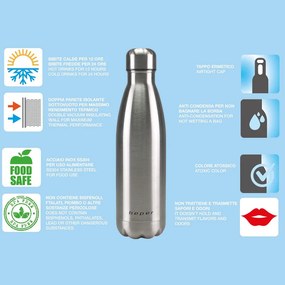 Разопакован: Термо бутилка Beper BI.505, 500 мл, Двойни стени, Без BPA, Неръждаема стомана, Инокс