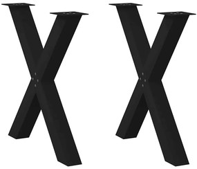 4012976 vidaXL Крака за трапезна маса, X-образни, 2 бр., черни, 70 x (72-73) см, стомана