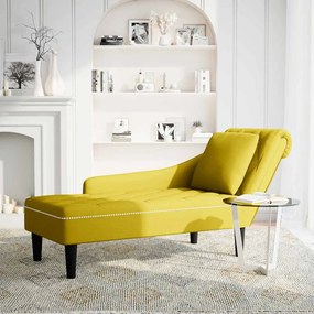 4009778 vidaXL Кушетка с възглавница и десен подлакътник, жълт, кадифе