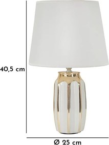 Бяла/ в златист цвят керамична настолна лампа с текстилен абажур (височина 40,5 cm) Cassy – Mauro Ferretti