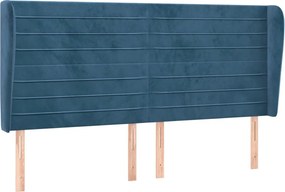 3118154 vidaXL Горна табла за легло с уши, тъмносиня, 163x23x118/128 см кадифе