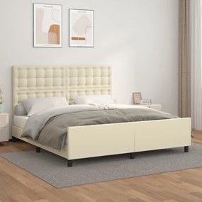 3125587 vidaXL Рамка за легло с табла, кремава, 180x200 см, изкуствена кожа