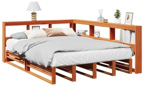 3324501 vidaXL Легло с етажерка за книги, без матрак, 140x200 см, бор масив