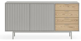 Сив/естествен нисък скрин от декор от дъб 159x80 cm Sierra – Teulat