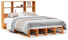 3323946 vidaXL Легло с етажерка за книги, без матрак, 135x190 см, дърво масив