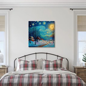 Картина на платно Коледна – Празничен нощен пейзаж