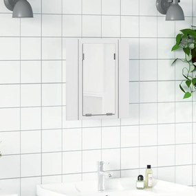 804948 vidaXL Шкаф с LED огледало за баня, бял, 40x12x45 см, акрил