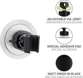 Черен пластмасов държач за душ слушалка без пробиване Libertà – Wenko