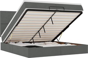 3313949 vidaXL Османска легло с матрак и LED, тъмносиво, 200x200 см, плат