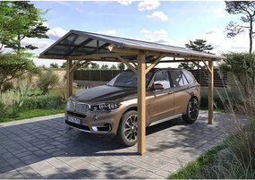 Навес за кола Hesperide Belize, Поликарбонат и алуминий с дървесен ефект, 5x3м