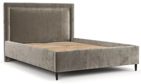 Бежово тапицирано двойно легло с място за съхранение с включена подматрачна рамка 140x200 cm Baleine – Maison de Rêve