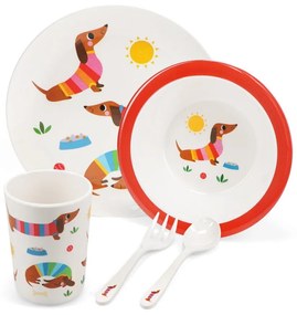 Детски комплект от за хранене 5 бр. Sunny Sausage Dog – Rex London