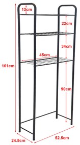 Рафт за тоалетна Nordborg метал 161x52,5x24,5 см черен []