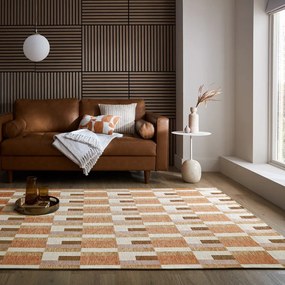 Оранжево-естествен килим 120x170 cm Riley Block Geo – Flair Rugs