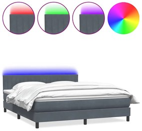 3317086 vidaXL Боксспринг легло с матрак и LED, тъмносиво, 180x210 см, кадифе