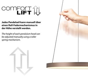 Дизайнерско висящо осветление бронз с димируем LED Easylift - Hoop