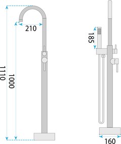 Cмесител-свободно стоящ  Rea Lungo Copper