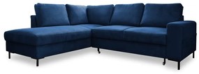 Тъмносин разтегателен ъглов диван от рипсено кадифе (ляв ъгъл) Lofty Lilly – Miuform