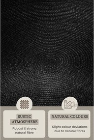 Черен двустранен ръчно изработен ютен кръгъл килим ø 140 cm Braided – Hanse Home