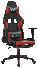 345464 vidaXL Масажен гейминг стол с подложка черно/червено изкуствена кожа