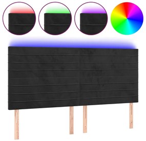 3122632 vidaXL LED горна табла за легло, черна, 200x5x118/128 см, кадифе