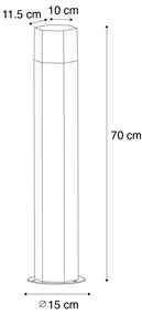 Подова външна лампа черна с опушен абажур шестоъгълник 70 см - Denmark