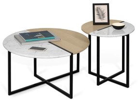 Кръгла маса за кафе с дъбов плот ø 80 cm Sonata - TemaHome