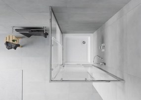 Mexen Rio квадратна душ кабина 70 x 70 см, бели ивици, хром + корито, бяло - 860-070-070-01-20-4510