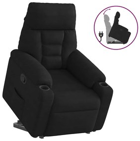 3303090 vidaXL Изправящ реклайнер стол, черен, микрофибърен текстил