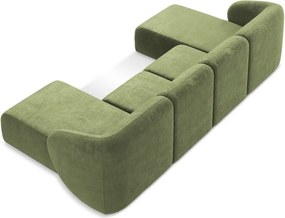 Зелен шенилов ъглов диван (U форма) Lani – Makamii