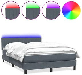 3317128 vidaXL Боксспринг легло с матрак и LED, тъмносиво, 160x220 см, кадифе