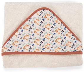 Кремава памучна бебешка кърпа с качулка 80x80 cm Pomme des Bois - Moulin Roty