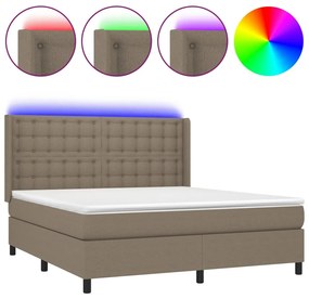3138657 vidaXL Боксспринг легло с матрак и LED, таупе, 180x200 см, плат