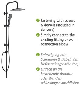 Матово черен душ комплект от неръждаема стомана 101 cm Cuadro - Wenko