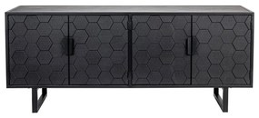 Черен нисък скрин от масивен бор 140x58 cm Linc – White Label