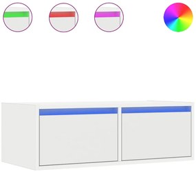 860229 vidaXL ТВ шкаф с LED осветление, бял, 75x35,5x25 см