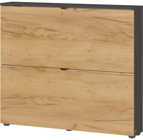 Накланяща се висяща стойка за обувки от декор от дъб в антрацитен и естествен цвят 100x85x19 cm Renell – Germania