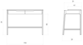 Тоалетка от масивен дъб 57x110 cm Twig – The Beds