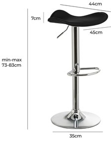 Черни тапицирани бар столове в комплект с регулируема височина 2 бр. (височина на седалката 73 cm) – Casa Selección