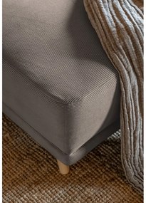 Светлокафяв ъглов диван от велур (десен ъгъл/U-образна форма) Lazy Lukka - Miuform